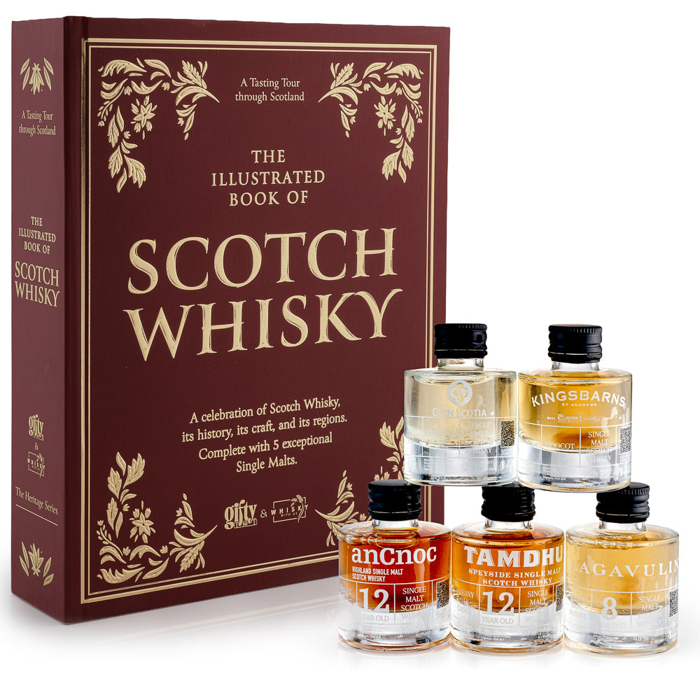 The Book of Scotch single malt whisky gift set with five 3cl Scotch whiskies