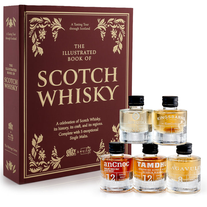 The Book of Scotch single malt whisky gift set with five 3cl Scotch whiskies