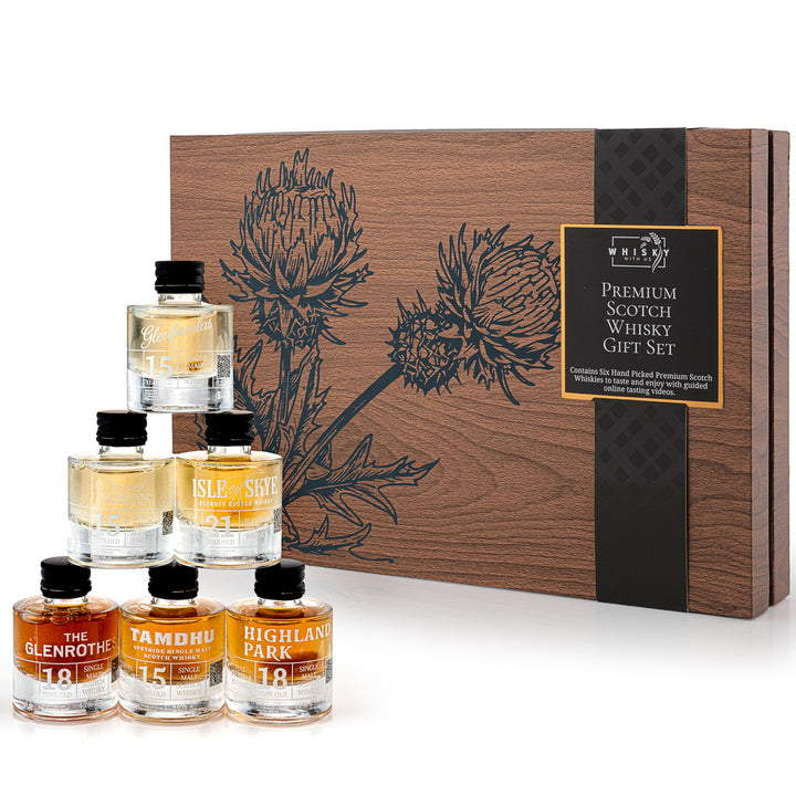 Premium Scotch Whisky Tasting Set – 6 Well Aged Miniature Scotch Whiskies