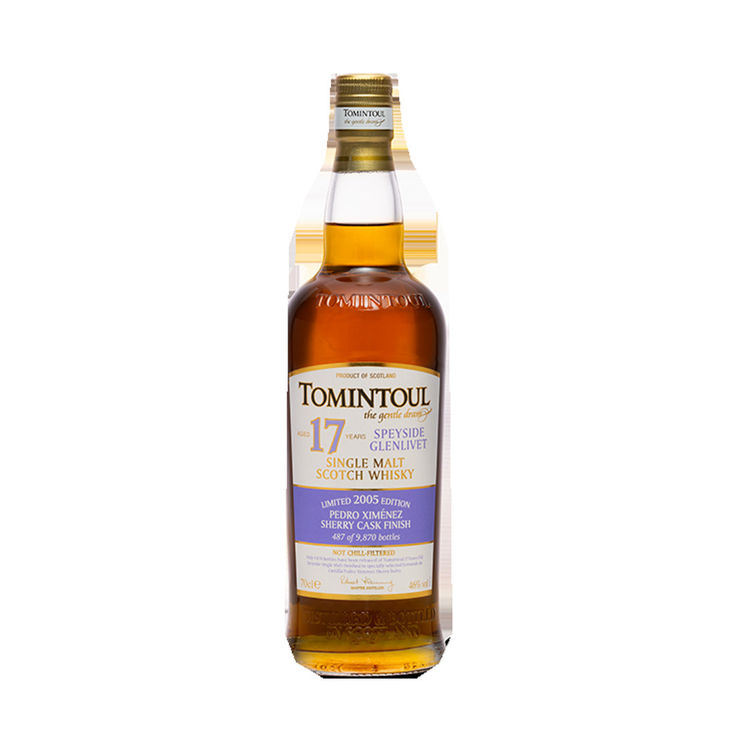 Tomintoul 17 Year Old Pedro Ximenez Sherry Cask Finish single malt Scotch whisky bottle