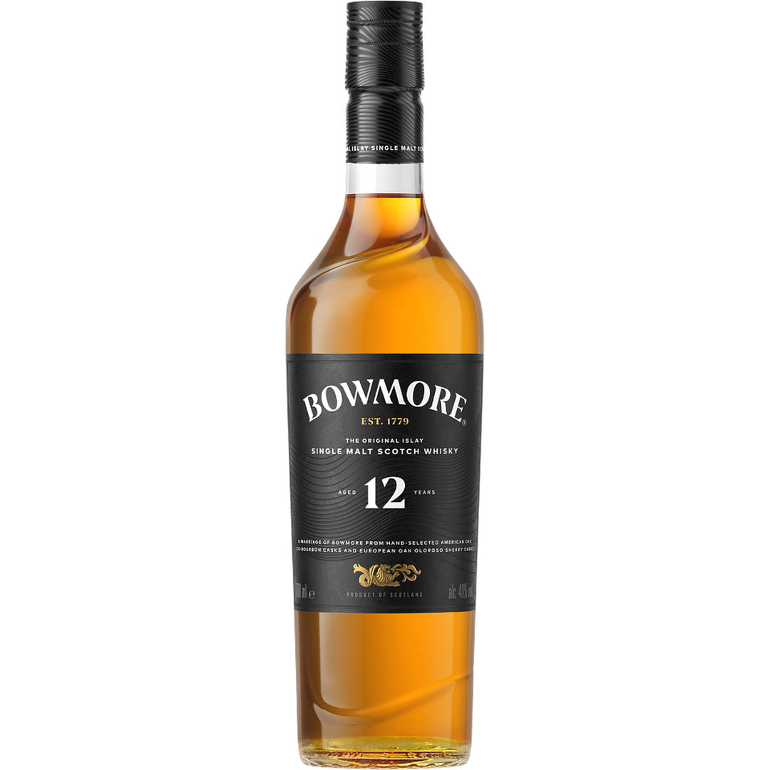 Bowmore 12 Year Old single malt Scotch whisky bottle