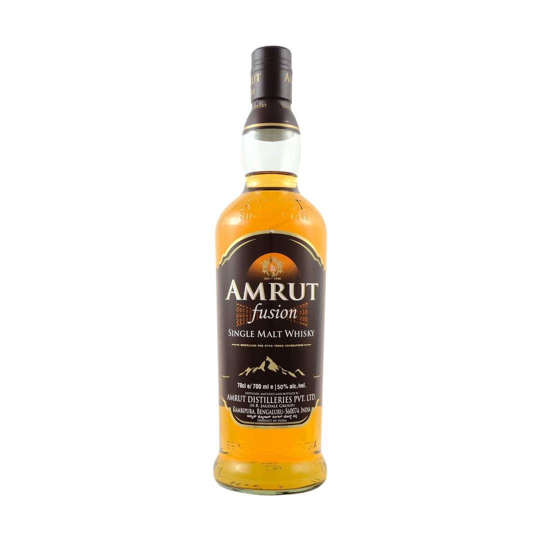 Amrut Fusion Indian single malt whisky bottle