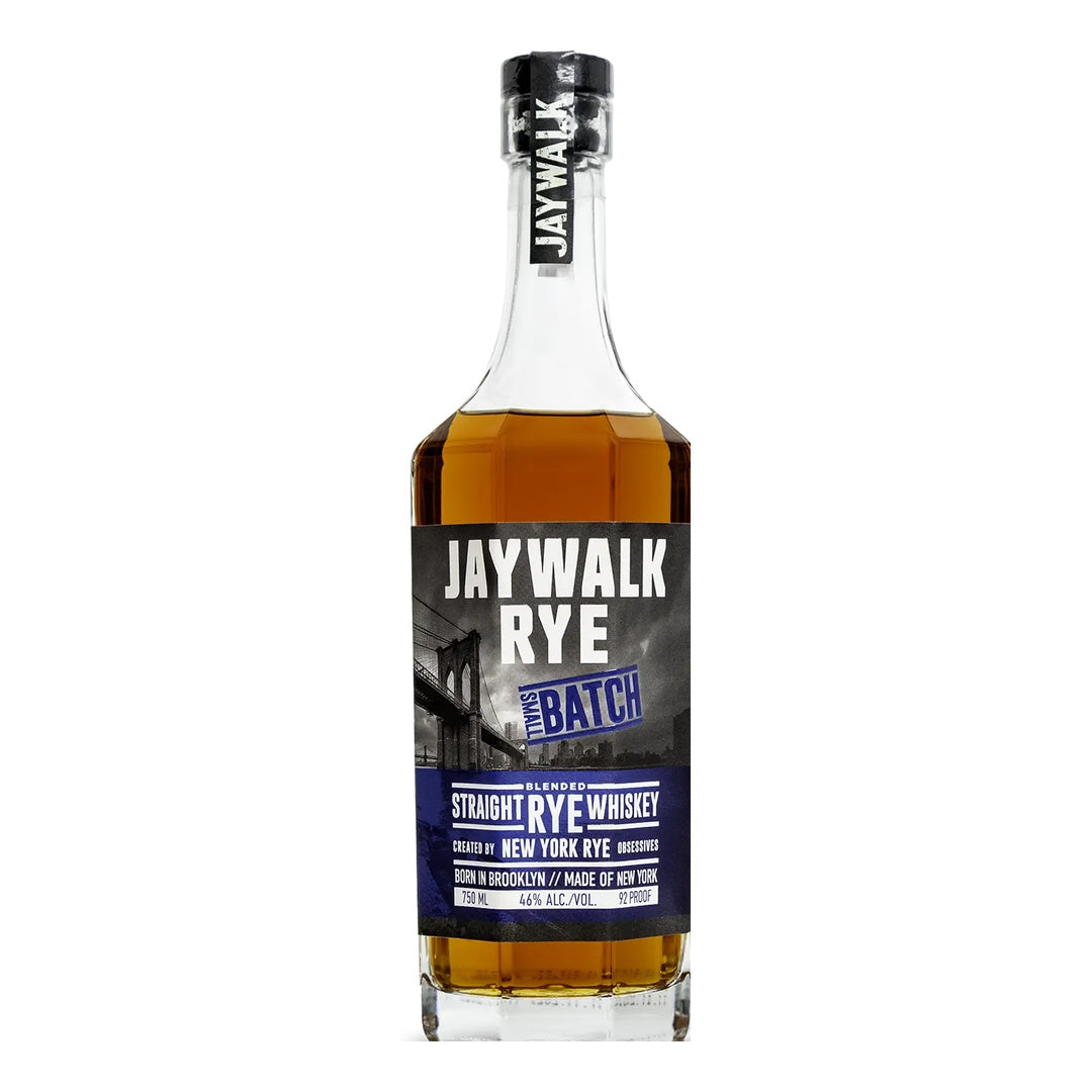 Jaywalk Rye Small Batch blended straight rye whiskey bottle