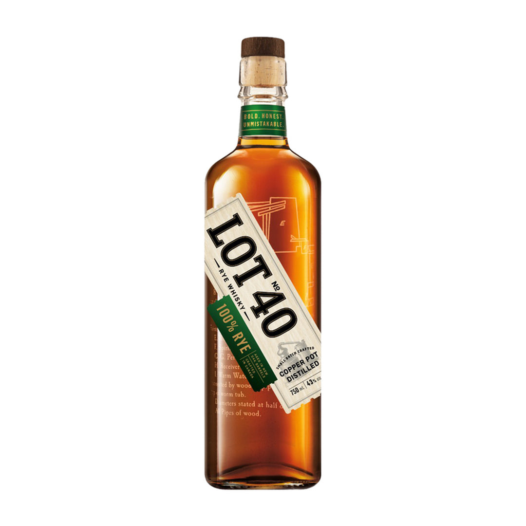 Lot No. 40 100% Pot Still Rye Whisky 750 ml Canadian rye whiskey bottle