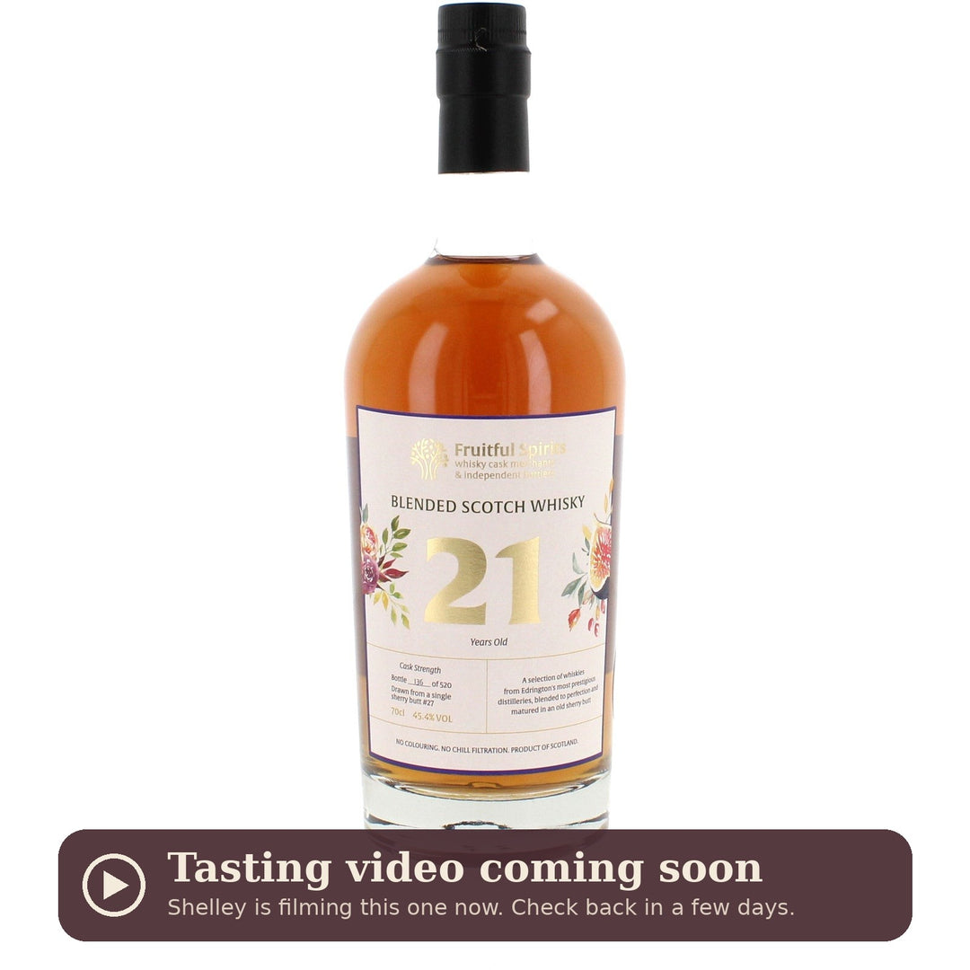 Fruitful Spirits 21 Year Old, tasting video coming soon