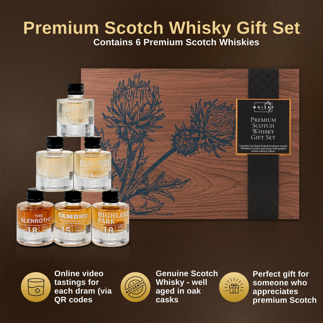 Premium Scotch Whisky Tasting Set – 6 Well Aged Miniature Scotch Whiskies