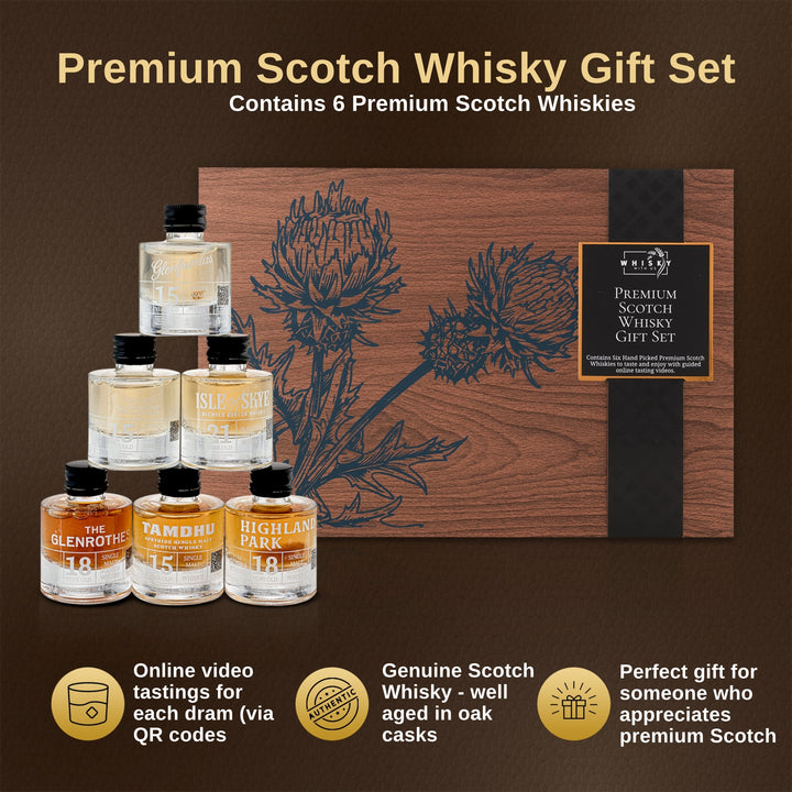 Premium Scotch Whisky Tasting Set – 6 Well Aged Miniature Scotch Whiskies