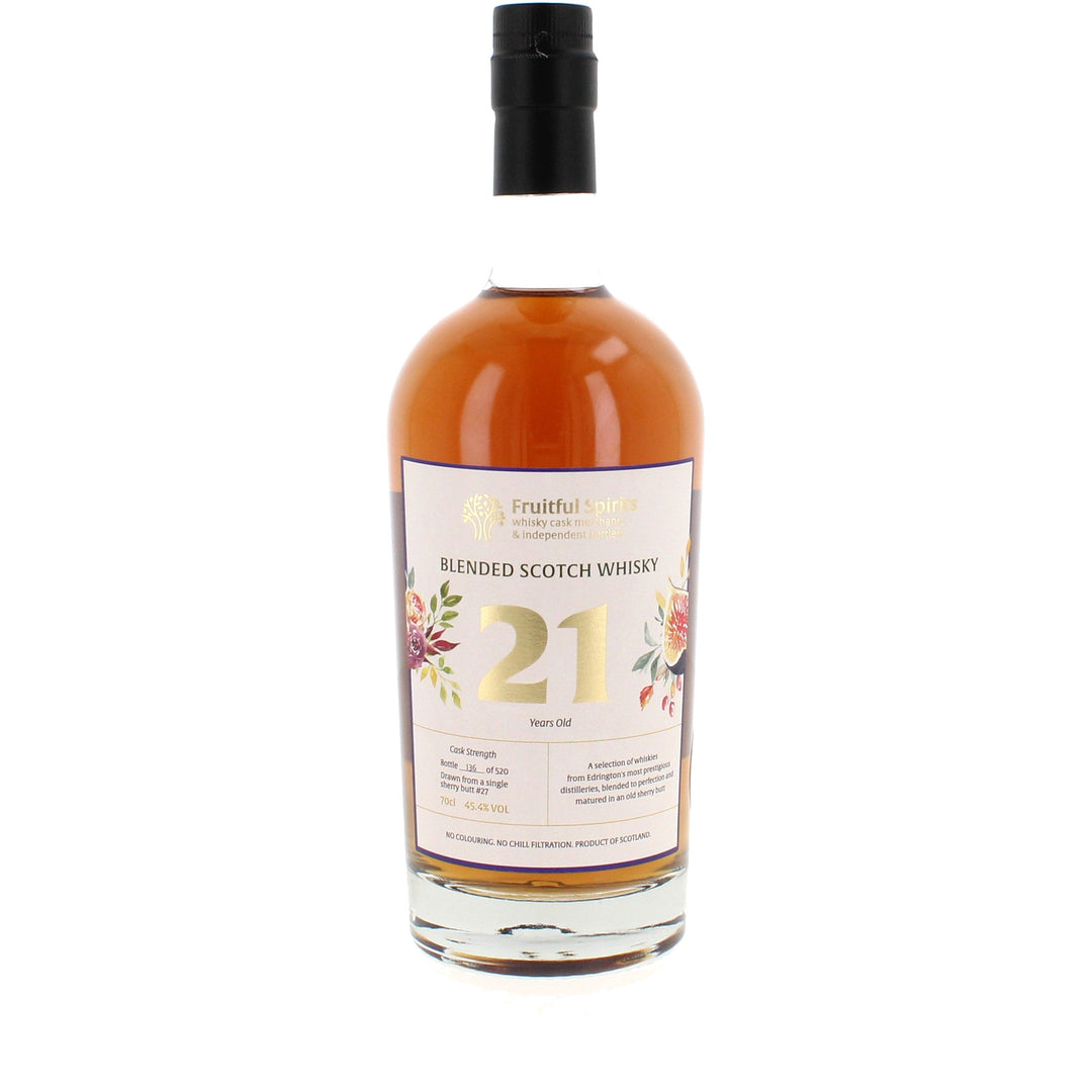 Fruitful Spirits 21 Year Old blended Scotch whisky bottle